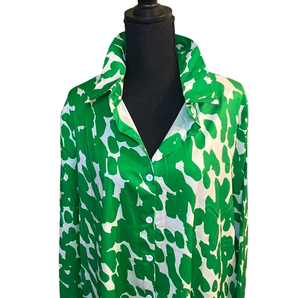 Kelly Green Coastal Shirtdress | Preppy Chic in 2XL - Picture 4 of 10